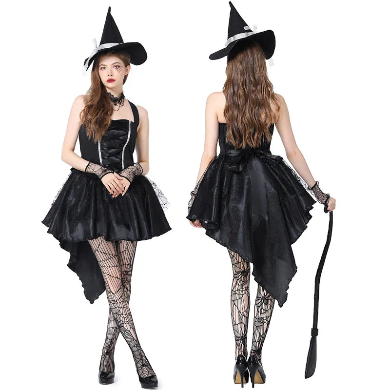 Carnaval Halloween dame multicolore smoking sorcière Costume mignon élégant Crape magique sorcière combishort Cosplay fantaisie fête