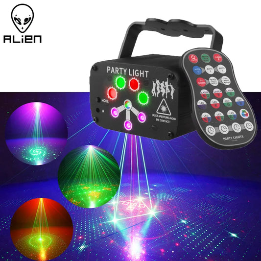 ALIEN – Mini projecteur Laser Disco DJ RGB, LED Rechargeable par USB, son UV stroboscopique, effet de scène, lampe de fête de mariage, de noël et de vacances