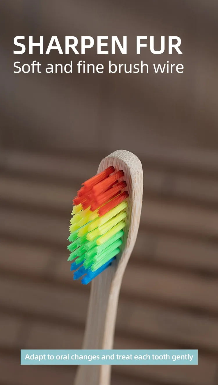 Juego de cepillos de dientes de bambú envueltos en piel de vaca, tableta de cepillo de dientes de bambú Natural y respetuosa con el medio ambiente, una caja de 10 Uds.