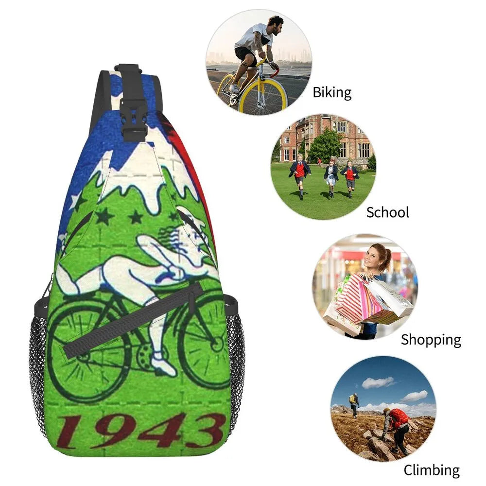 Albert Hoffman LSD Bicycle Day Sling Bags for Men Fashion Acid Blotter Party Shoulder Crossbody Chest Backpack Traveling Daypack