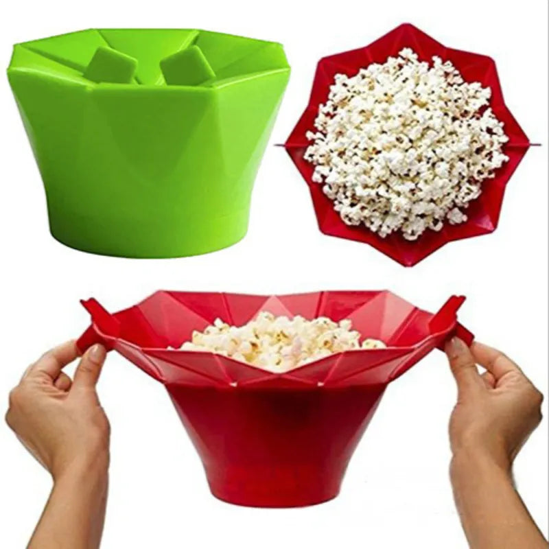 1pcs Foldable Red Silicone Silicone Popcorn  High Quality Kitchen Easy Tools DIY Popcorn Bucket Bowl Maker Popcorn Microwave2023