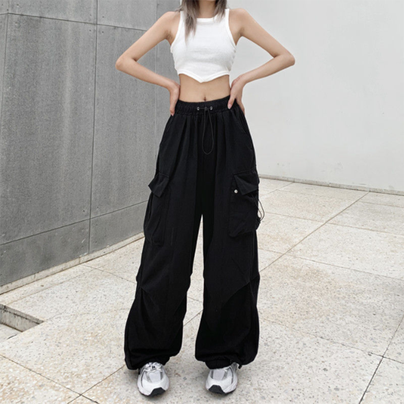 Y2K Women Streetwear Techwear Cargo Korean Harajuku Baggy Parachute Pants for Men Sweatpants Wide Leg Joggers Trousers Clothes