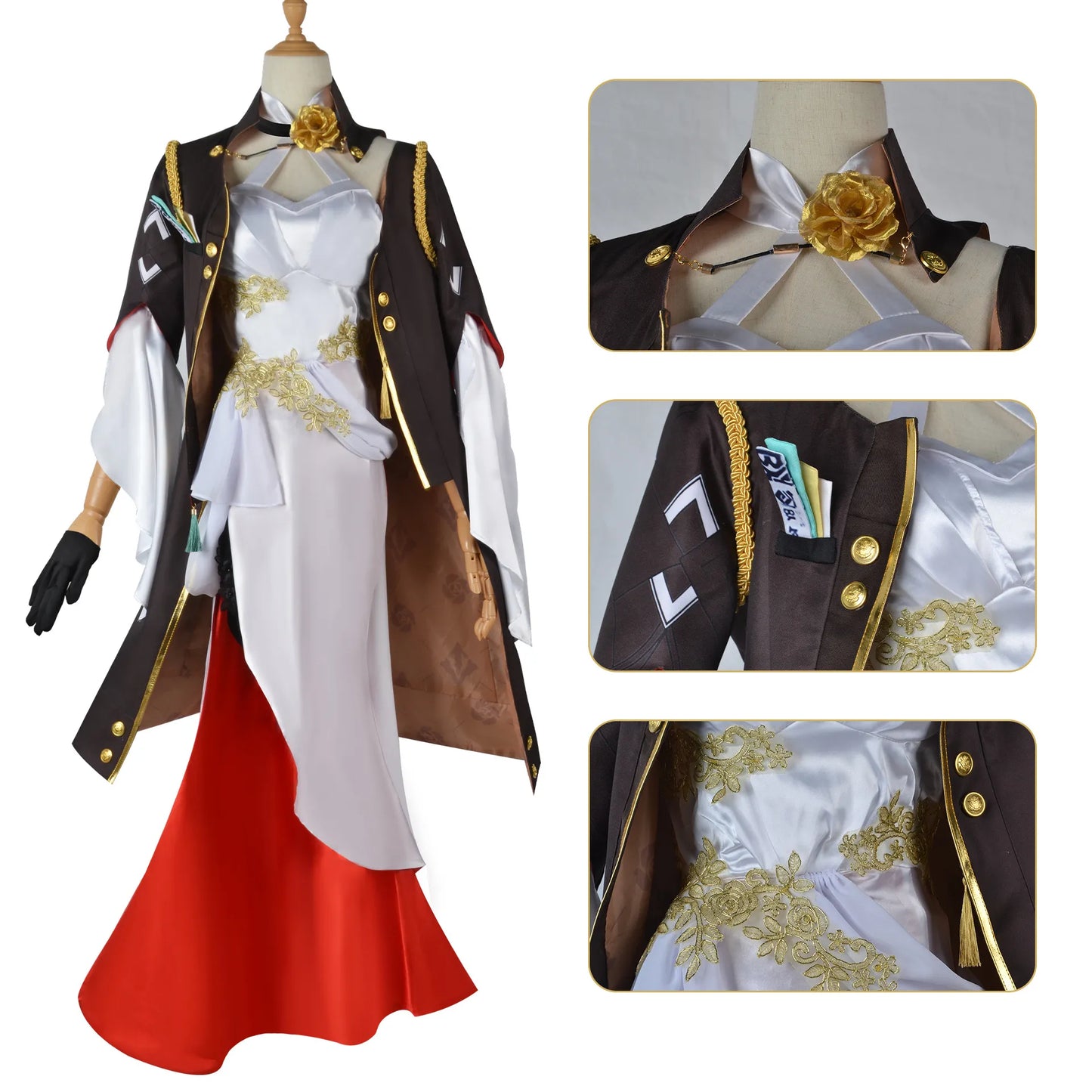 Ensemble de perruques de cosplay pour femmes, jeu d'anime Honkai Star Rail Himeko, uniforme d'halloween, vêtements de carnaval