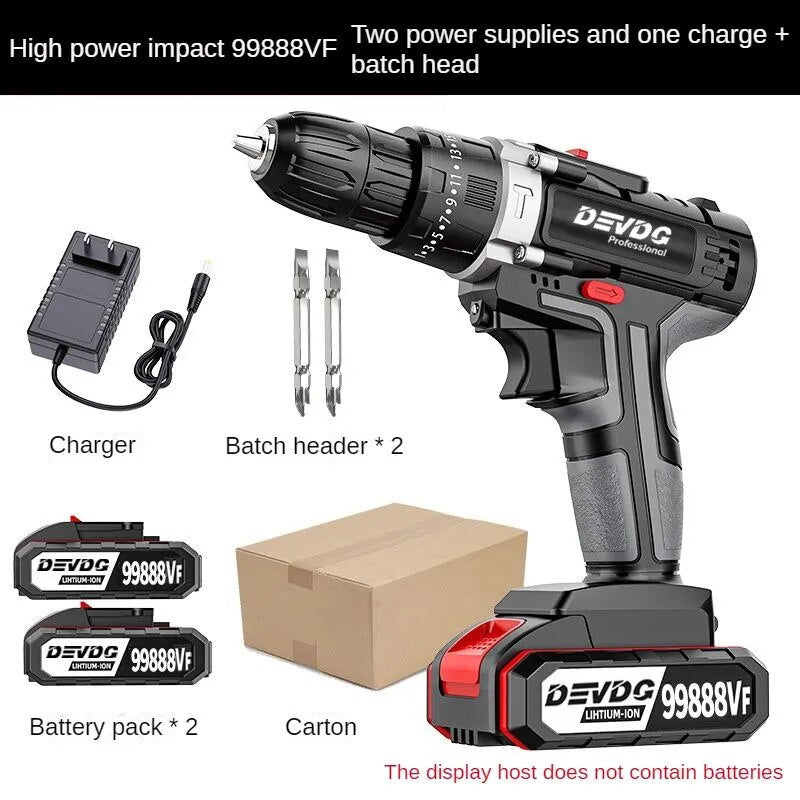 Perceuse à percussion sans fil 12V/16.8V, perceuse électrique manuelle haute puissance, batterie au lithium, tournevis électrique multifonctionnel à double vitesse