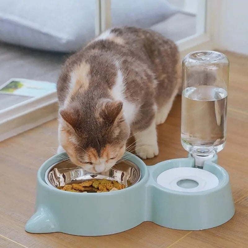 Cuenco azul para perros y gatos, fuente automática para comida y agua, contenedor para gatos, perros, bebiendo, artículos para mascotas