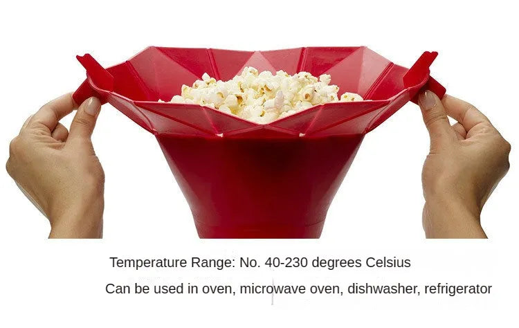 1pcs Foldable Red Silicone Silicone Popcorn  High Quality Kitchen Easy Tools DIY Popcorn Bucket Bowl Maker Popcorn Microwave2023