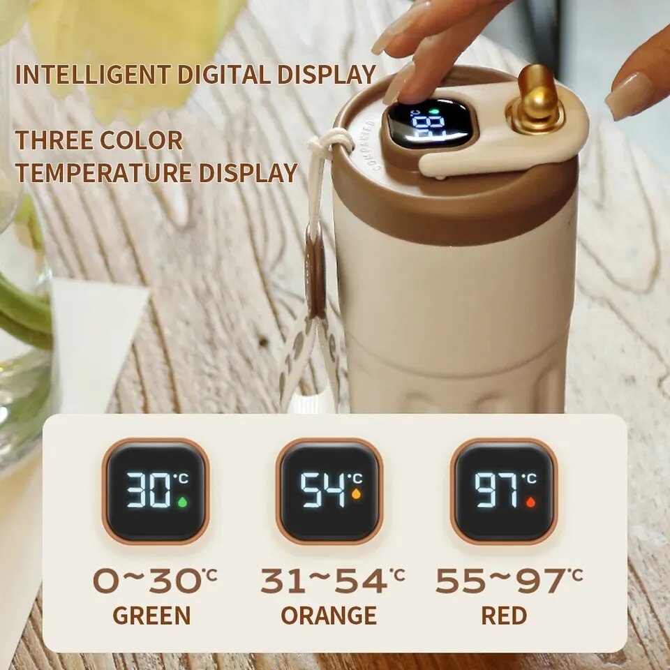 Bouteille Thermos intelligente de 420ml, avec affichage de la température LED, tasse à café, gobelet en acier inoxydable 316, pour le Camping, cadeau de noël