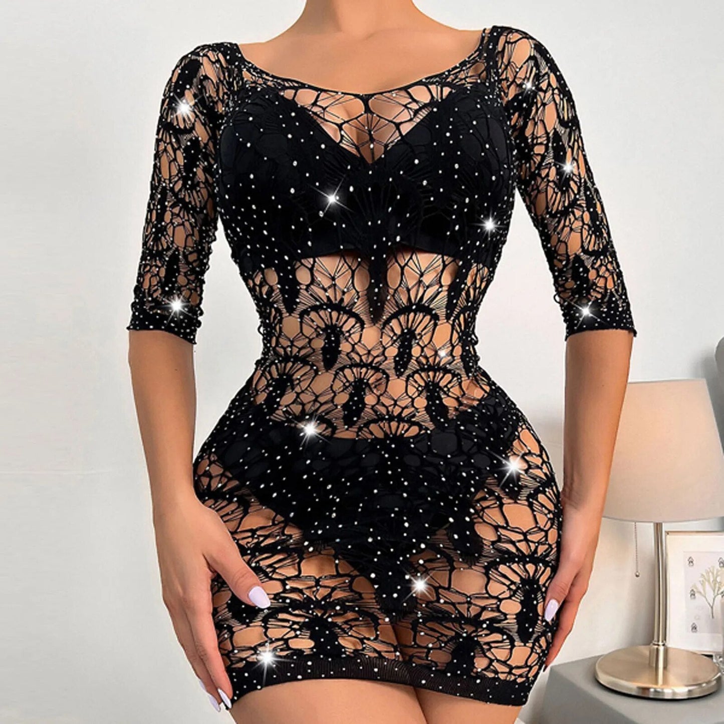 Tallas grandes Mallas Lencería sexy Mujeres Vestidos de discoteca Traje sexy Ropa interior Babydoll de peluche caliente