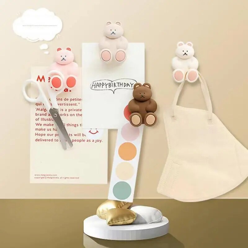 Cute Three Dimensional Bear Silicone Suction Cup Toothbrush Holder Bathroom Perforation Free Wall Toothbrush Holder Hanging