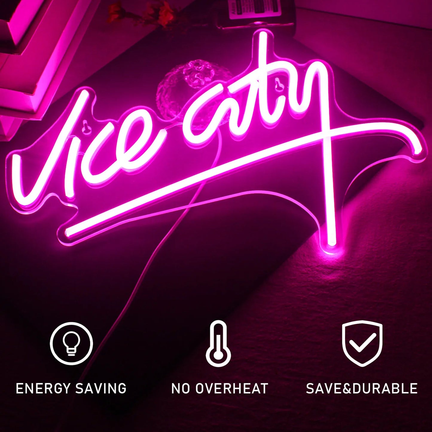 Wanxing Vice City-letrero de neón con luces Led rosas, letras para dormitorio, sala de juegos, Bar, fiesta, interior, tienda de Arcade, decoración artística de pared de cueva