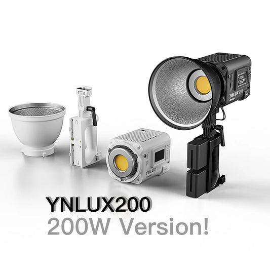 YONGNUO LUX200 YNLUX200 200W 2700K-6500K lumière LED extérieure portative à montage Bowens avec adaptateur d'alimentation à poignée