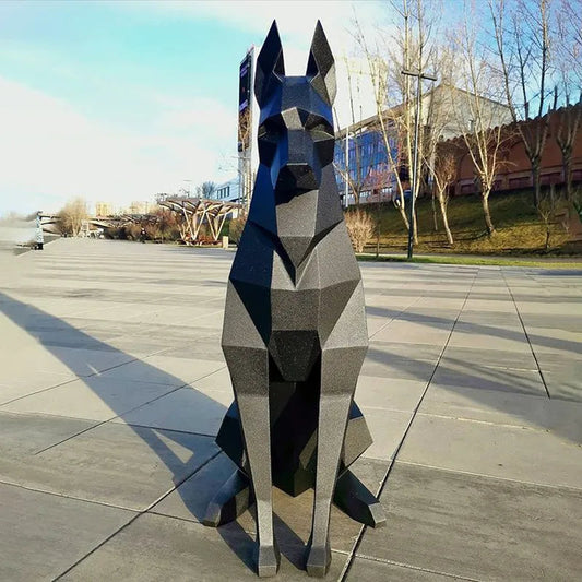 Escultura de Animal 3D de perro dóberman negro de 100cm/68cm de alto, Doberman Papercraft, dormitorio, sala de estar, modelo de Origami hecho a mano DIY