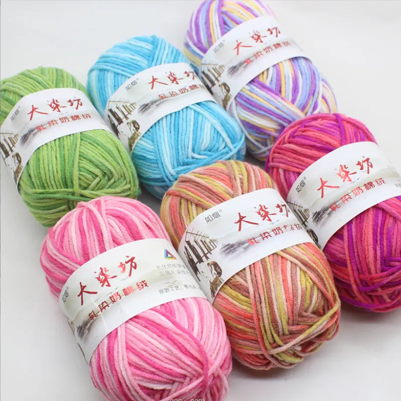 50g  Space dye Yarn Balls With Soft 5-strand Milk Cotton Crocheted Knitted Wool Used For DIY Hat Scarves Hand Weaving Technology