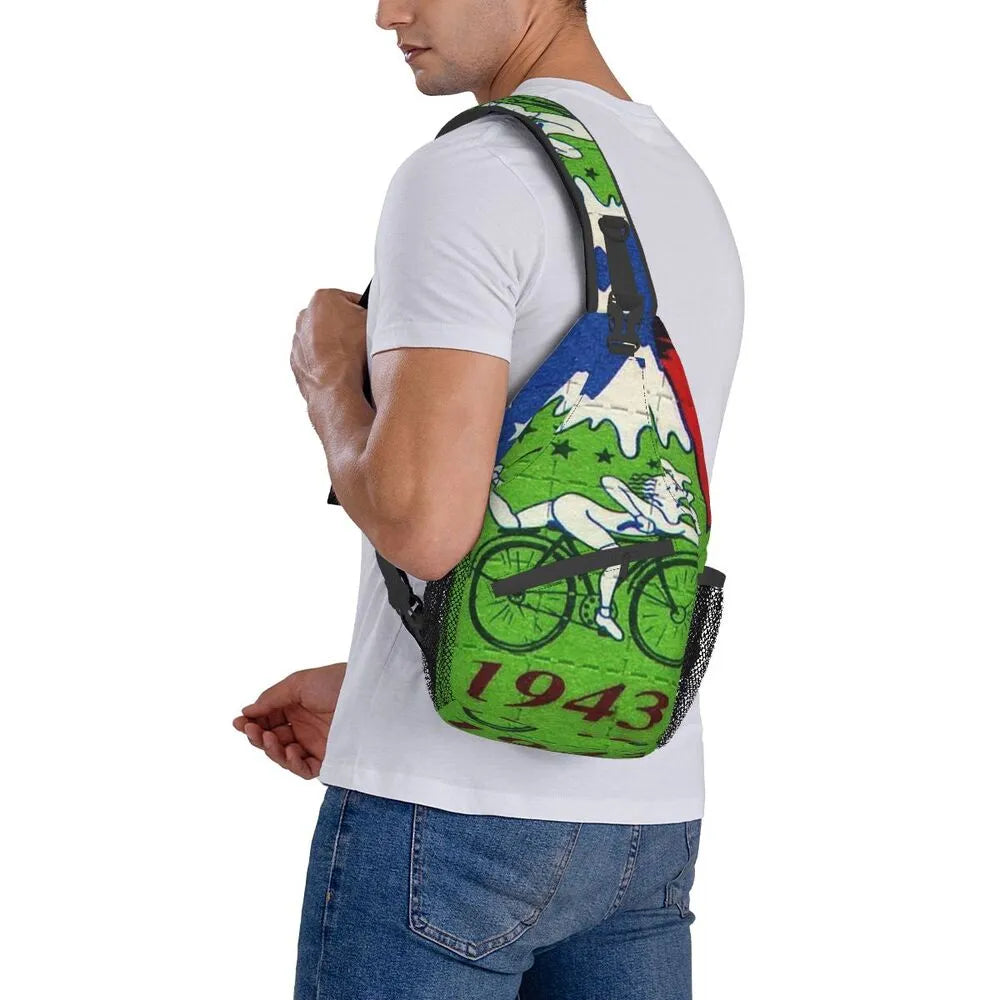 Albert Hoffman LSD Bicycle Day Sling Bags for Men Fashion Acid Blotter Party Shoulder Crossbody Chest Backpack Traveling Daypack