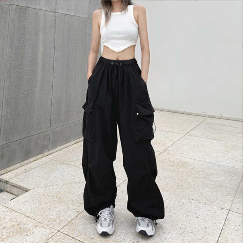 Y2K femmes Streetwear Techwear Cargo coréen Harajuku Baggy Parachute pantalon pour hommes pantalons de survêtement jambes larges Joggers pantalons vêtements