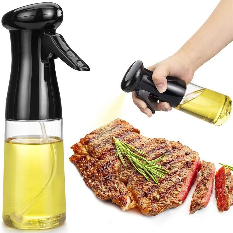 Botella de aceite de cocina negra, pulverizador de aceite de cocina de 200ml, botella pulverizadora neumática, dispensador de aceite en aerosol para barbacoa, Fitness, 1 ud.