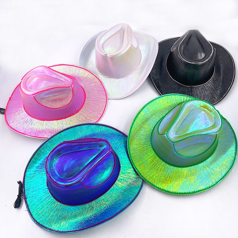 EL Wire Light Up Lentejuelas Sombrero de Jazz Adulto Neón LED Luminoso Festival Fiesta Vestido Gorra para Hombres y Mujeres