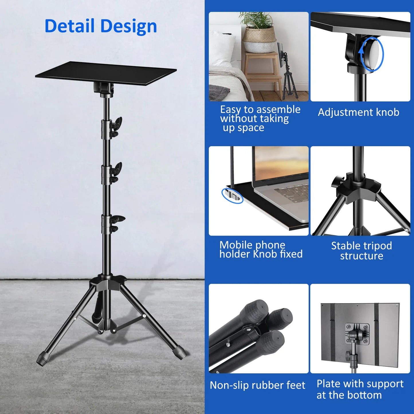 125cm projector tripod laptop tripod adjustable height 23 to 63&quot standing desk outdoor computer desk stand studio