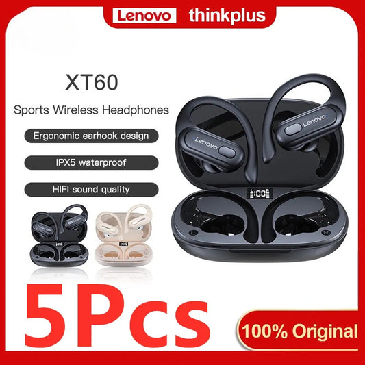 5 pièces d'origine Thinkplus XT60 casque de sport sans fil Bluetooth HiFi musique écouteurs TWS avec micro réduction du bruit écouteurs nouveau