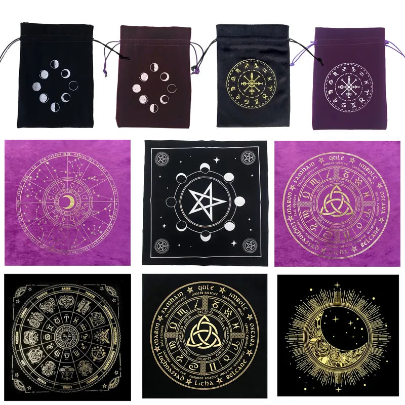 60x6 0cm/49x49cm autel Tarots tissu Pentacle Tarots jeu nappe jeu de société tapis de carte à jouer velours Tarots sac de rangement