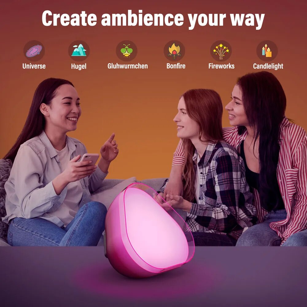 Lámpara de escritorio inteligente con Wifi, lámpara de mesita de noche con ritmo musical RGB, Compatible con Alexa, Google Home, para dormitorio, fiesta, sala de juegos