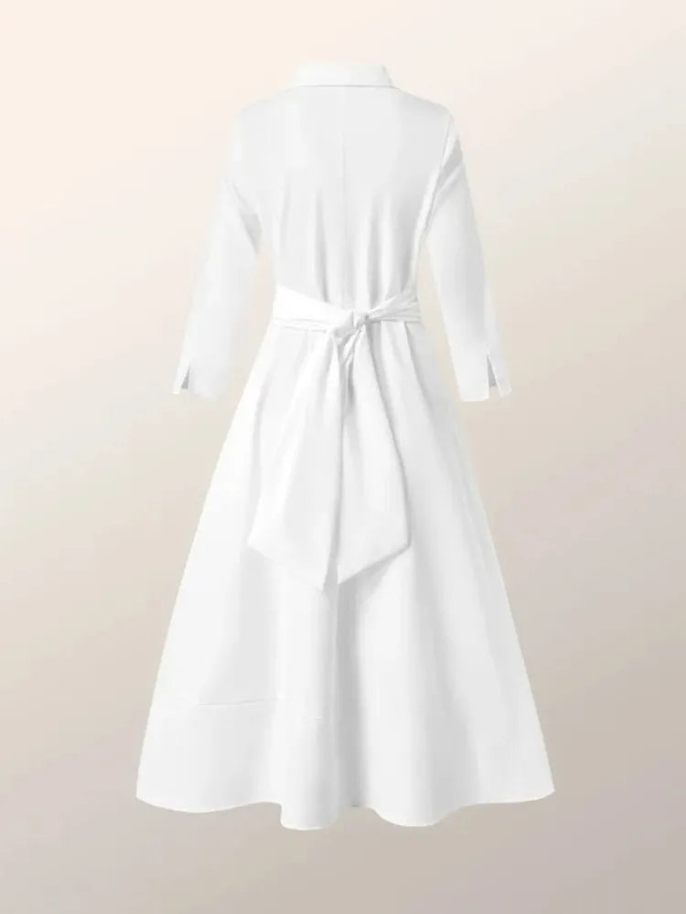 Vestidos para mujer, Primavera Verano 2023, vestido de manga larga con solapa y tirantes lisos, vestido blanco, ropa de calle para mujer, vestidos de noche