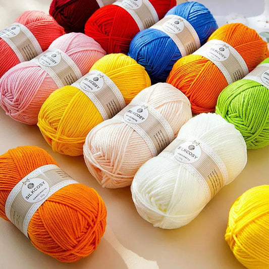 Fils à tricoter en coton au lait, 50 g/rouleau, pour tricoter des fils au Crochet, couture, 4 plis, pour tricoter à la main, pulls au Crochet