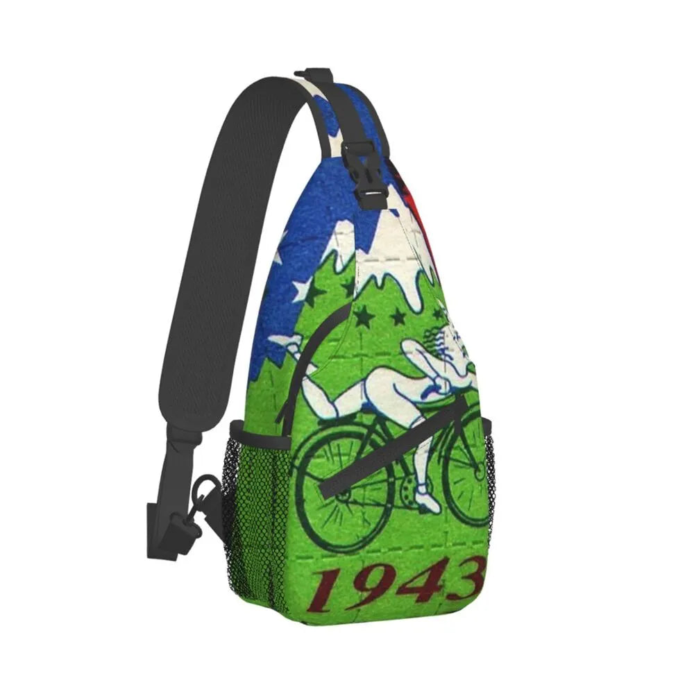 Albert Hoffman LSD Bicycle Day Sling Bags for Men Fashion Acid Blotter Party Shoulder Crossbody Chest Backpack Traveling Daypack