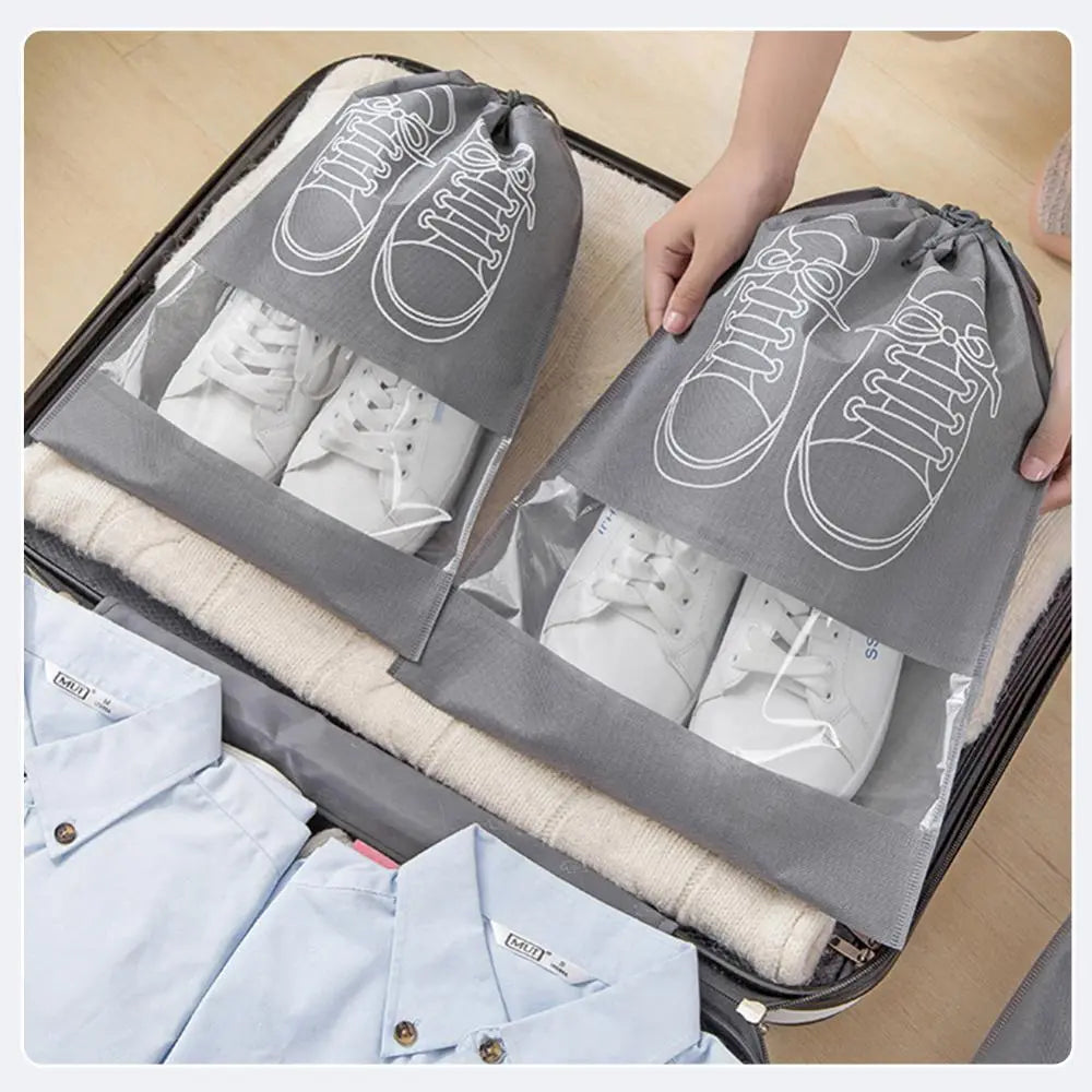 5/10pcs Shoes Storage Bag Closet Organizer Non Woven Travel Portable Bag Waterproof Pocket Clothing Classified Draw Hanging Bag