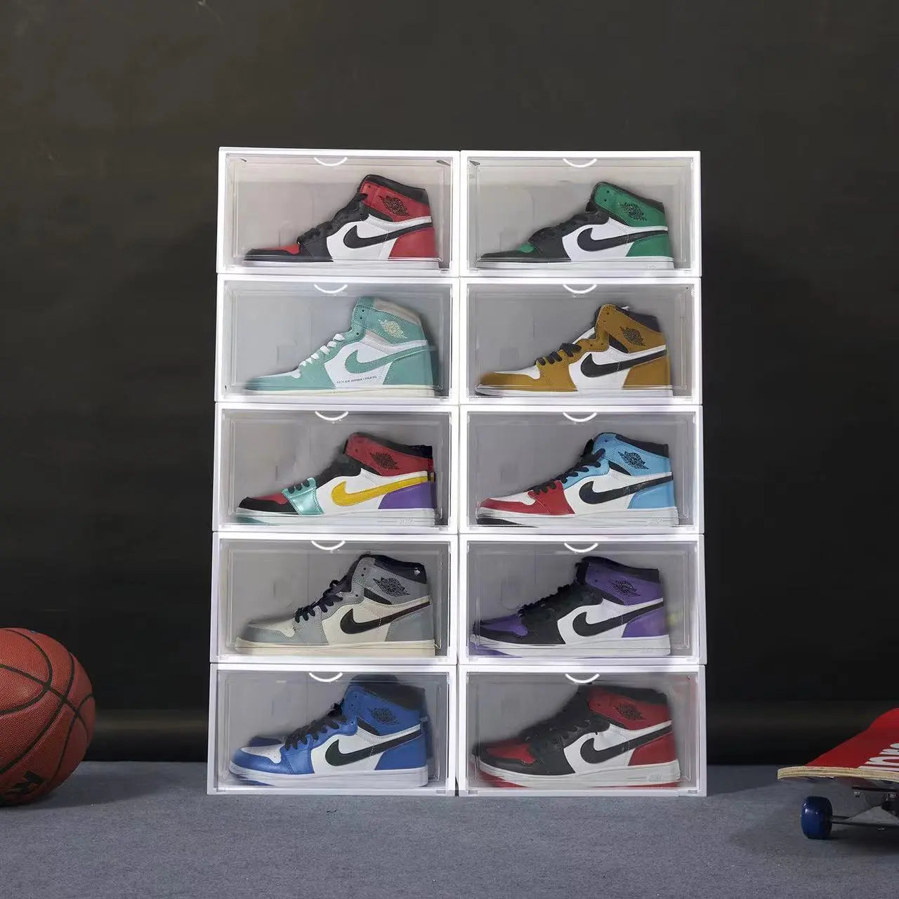 1PC Plastic Shoes Case Transparent Shoes Drawer Stackable Shoe Boxes  Organizers Dustproof Shoe Cabinet Sneaker Box Shoe Display