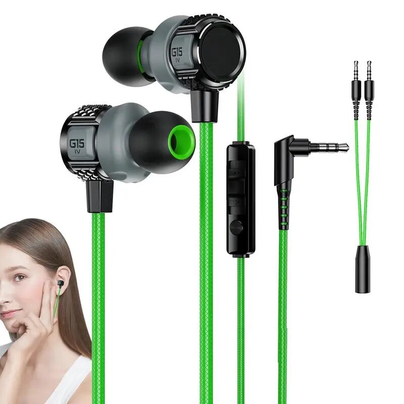 Ear Buds With Wire 3.5mm In-Ear Gamer Headphones Lightweight Ear Buds Wired With Microphone For 4 Silicone Ear Caps 1 Wire Clip