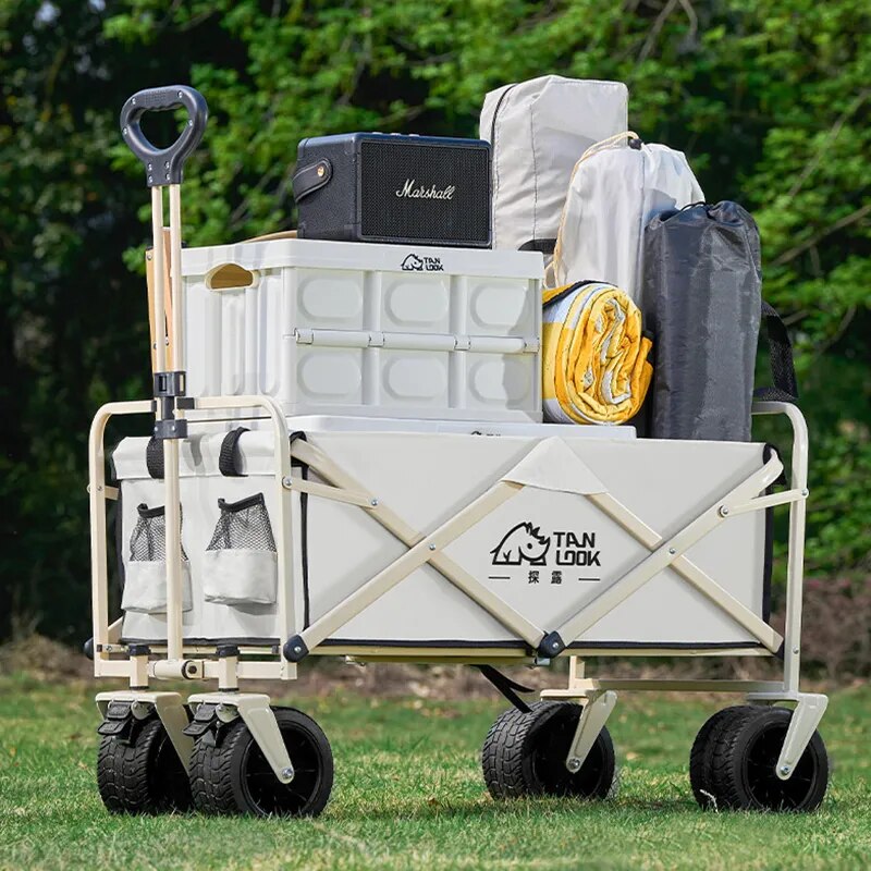 Chariot pliant à roues chariot multifonction de grande capacité chariot de jardin parc plage extérieure chariots de Camping chariot de Barbecue Portable