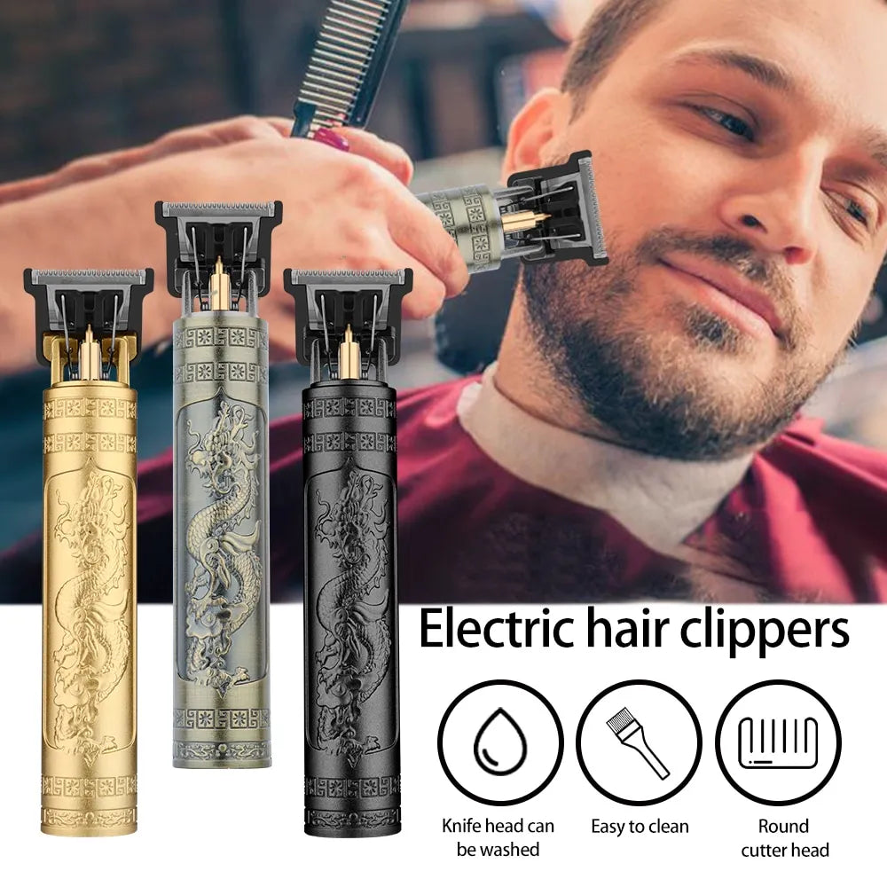 Tondeuse à cheveux électrique Vintage T9 pour hommes, rasoir professionnel Rechargeable, tondeuse de barbier pour hommes Dragon bouddha