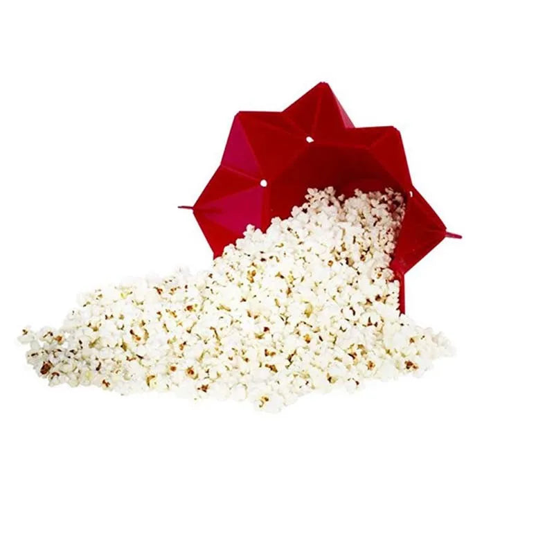 1pcs Foldable Red Silicone Silicone Popcorn  High Quality Kitchen Easy Tools DIY Popcorn Bucket Bowl Maker Popcorn Microwave2023