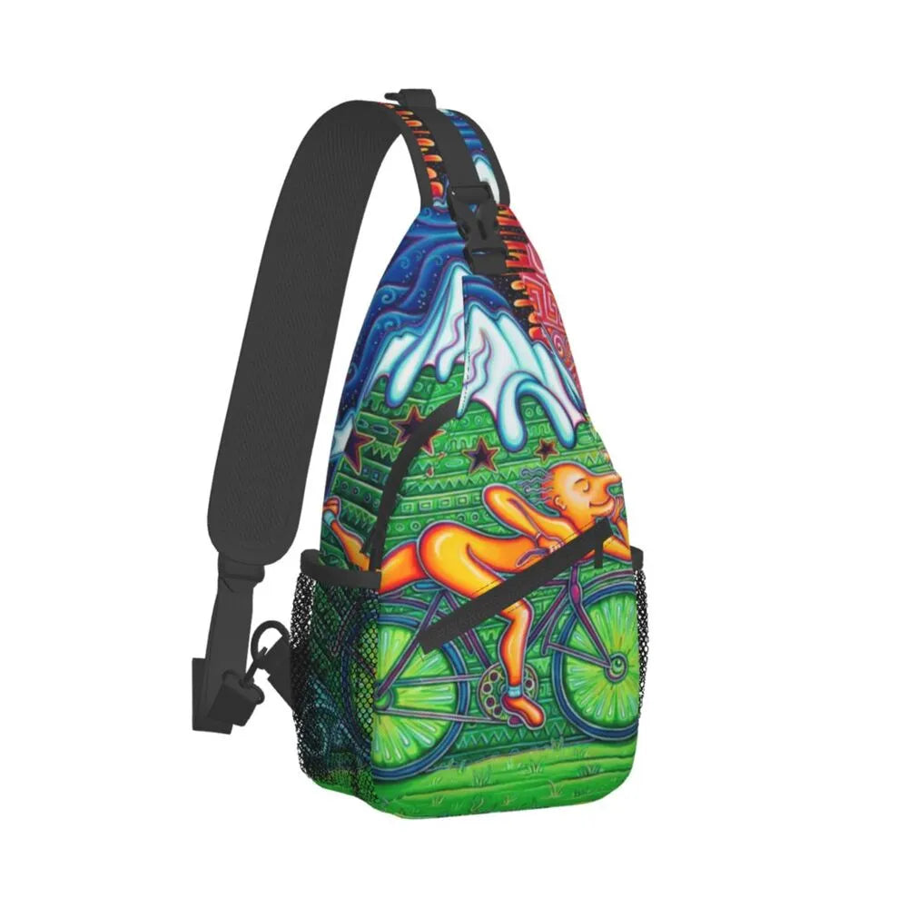 Albert Hoffman LSD Bicycle Day Sling Bags for Men Fashion Acid Blotter Party Shoulder Crossbody Chest Backpack Traveling Daypack