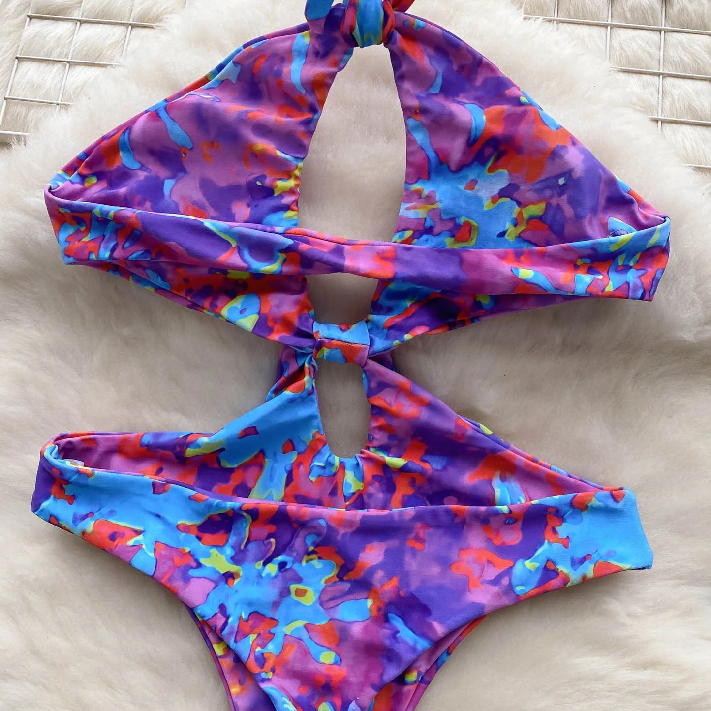 2023 Fashion Print Sexy Bodysuits Ladies Halter Kink Backless Design Slim Playsuit Women Hollow Out Swimsuits Wanita