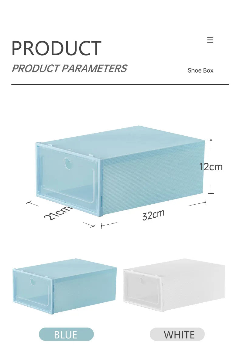 Boîte à chaussures à couvercle Transparent, ensemble d'organisateurs de chaussures, boîtes de rangement épaisses pliables anti-poussière, armoire à chaussures combinée empilable