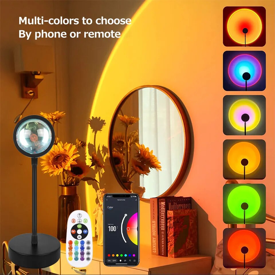 Tuya – lampe LED arc-en-ciel RGB, USB, projecteur de coucher de soleil, photographie, éclairage d'ambiance mural pour chambre à coucher, décoration de maison, cadeau