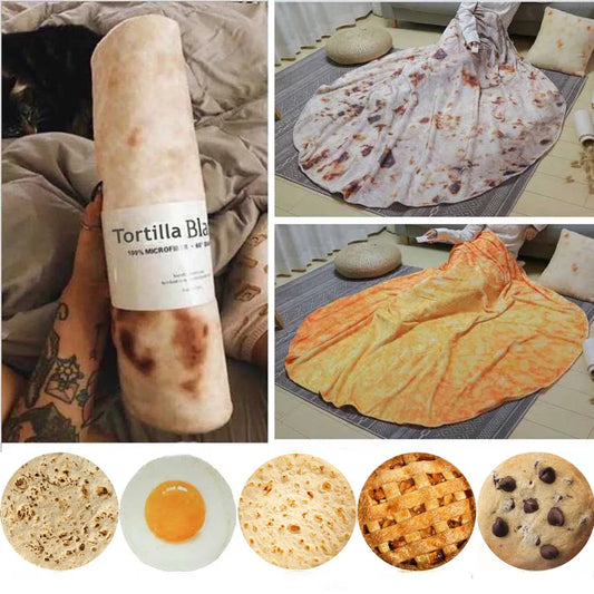 WOSTAR Soft warm flannel corn tortilla pizza blanket mexican pita lavash fleece sofa plaid plush bedspreads winter throw blanket