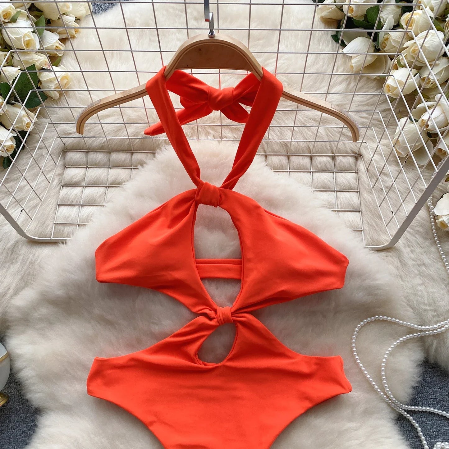 2023 Fashion Print Sexy Bodysuits Ladies Halter Kink Backless Design Slim Playsuit Women Hollow Out Swimsuits Wanita