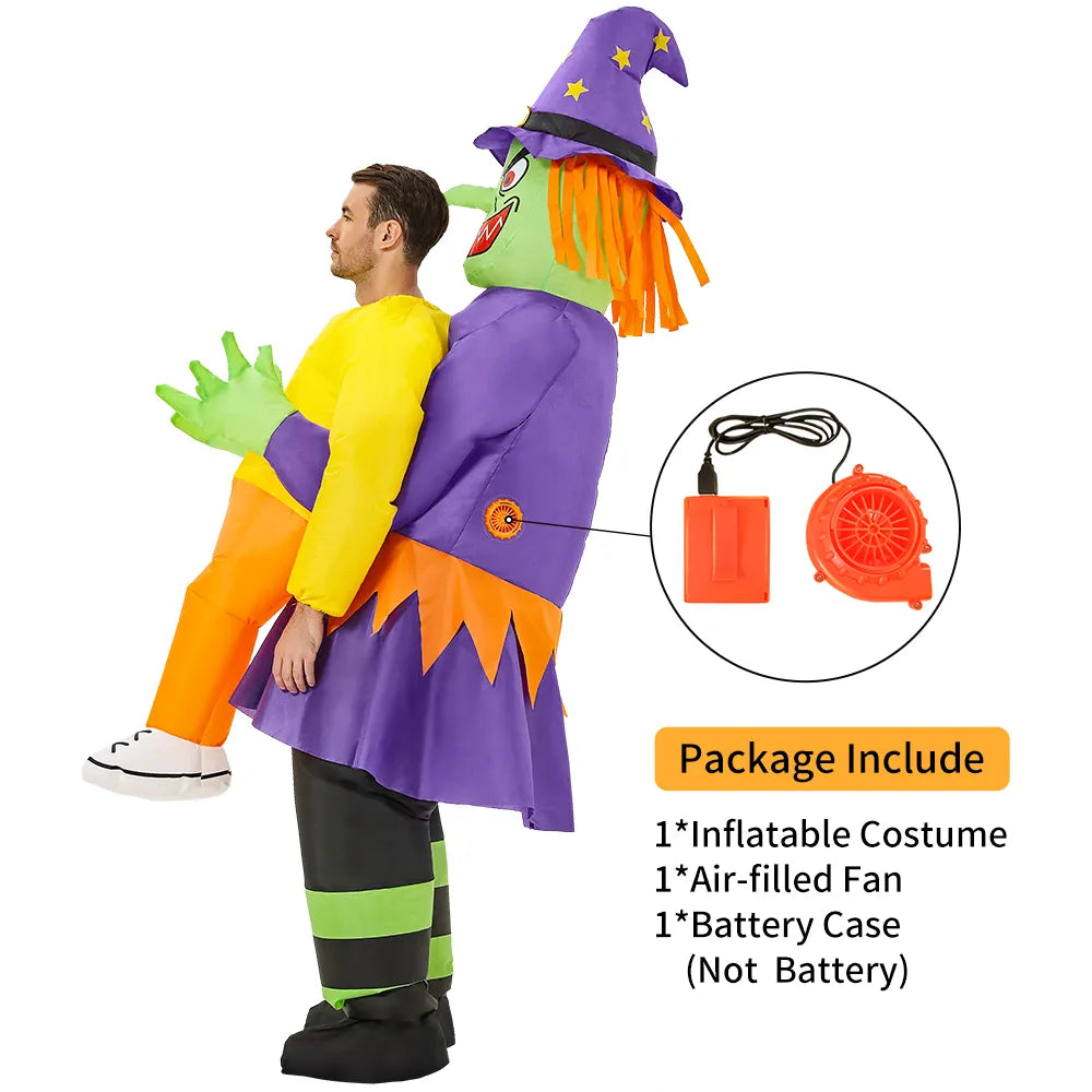 Costume gonflable de fantôme effrayant et de sorcière maléfique pour adultes, Costumes de Cosplay Anime d'halloween, Costumes de fête de carnaval pour jeu de rôle