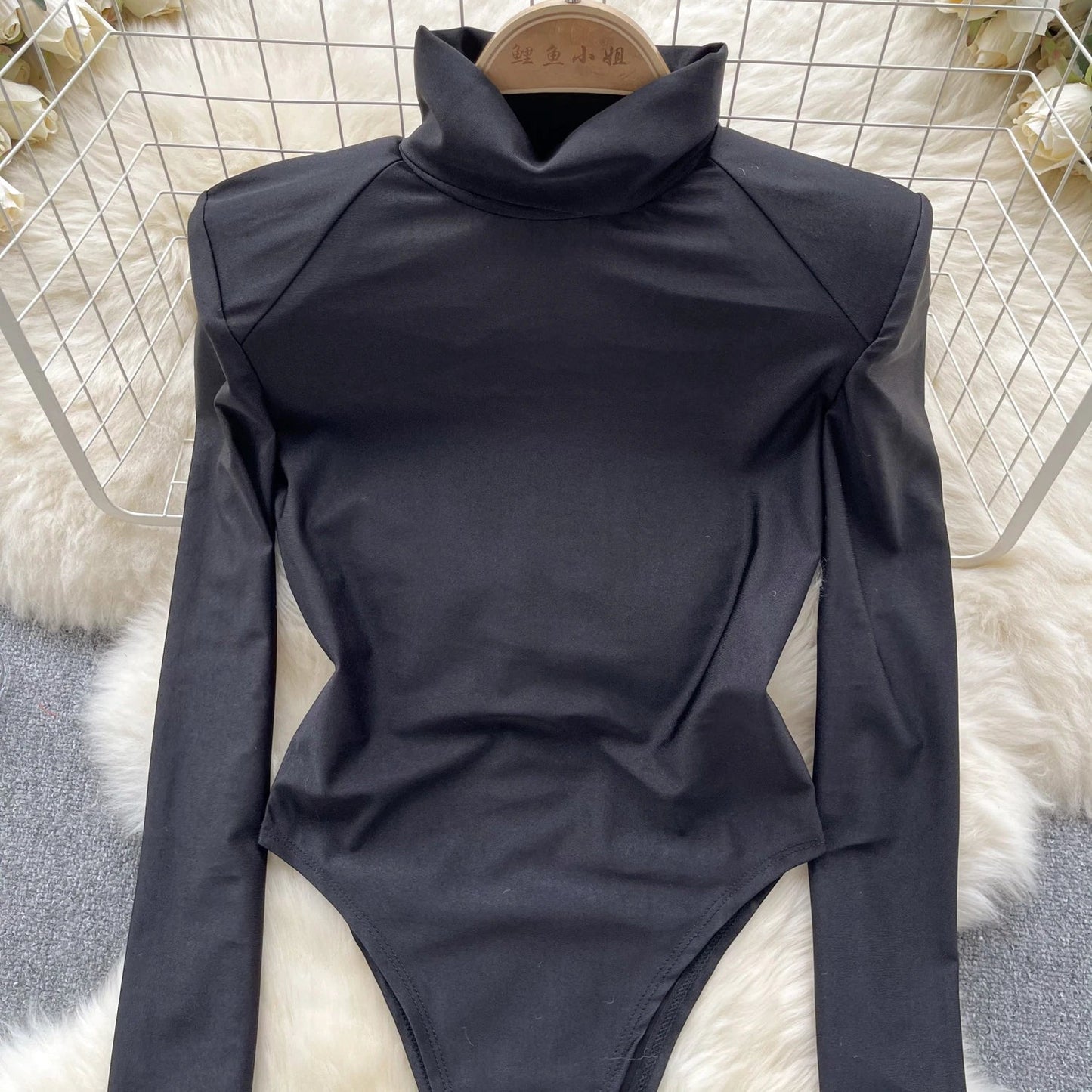 Wanita Fashion Open Crotch Sexy Y2K Bodysuits Half High Collar Long Sleeved Bodycon 2023 Streetwear Sensual Slim Playsuits