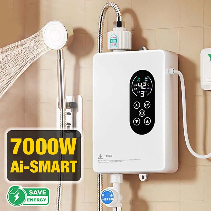 5500/7000W chauffe-eau instantané 220V douche électrique intelligente chauffe-eau instantané sans réservoir Thermostat pour salle de bains cuisine