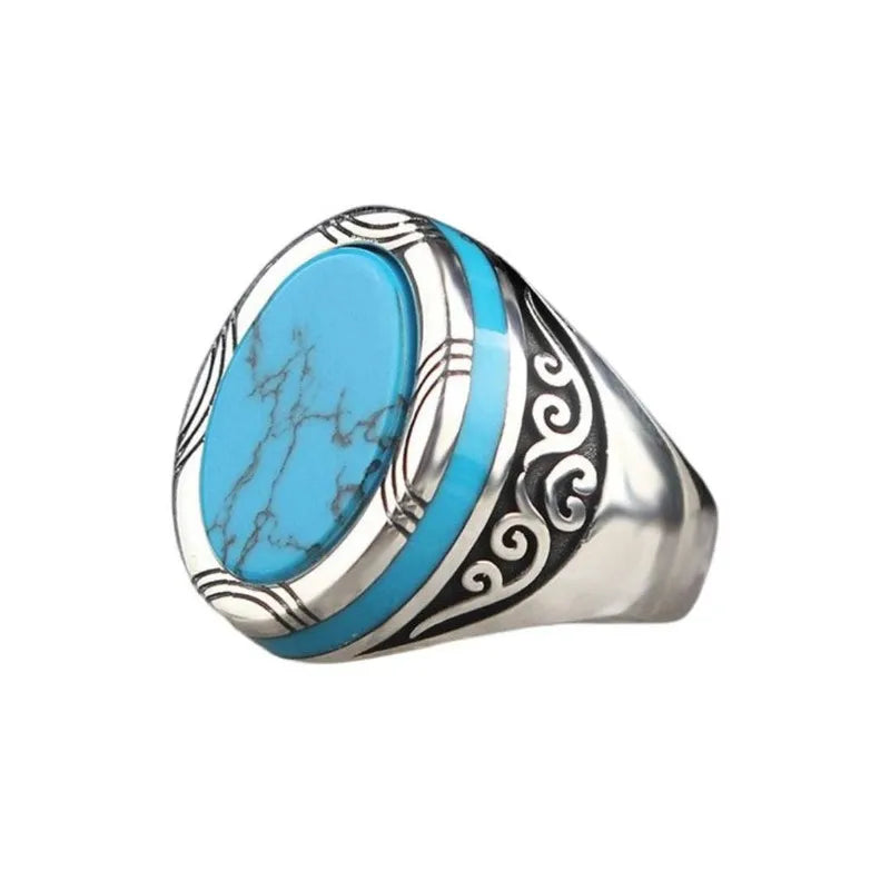 Bague pour hommes, personnalité rétro Punk, Turquoise européenne et américaine