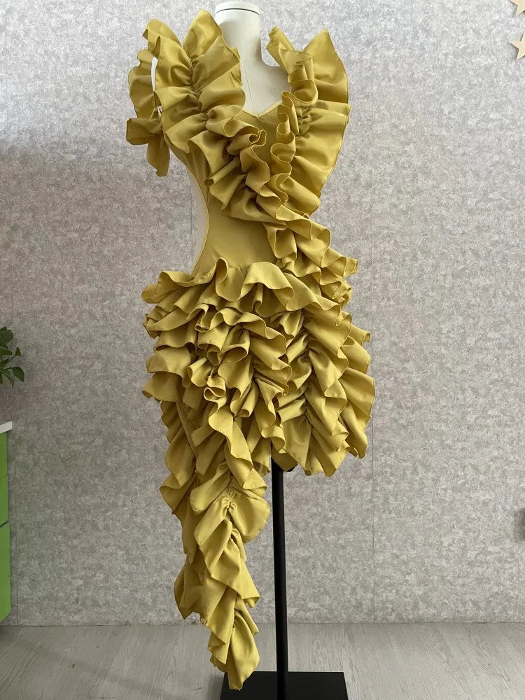 Robe de bal asymétrique pour femmes, tenue de soirée en forme de champignon d'arbre comestible, haute et basse, Sexy, tenue de soirée en boîte de nuit, de rue, 2023