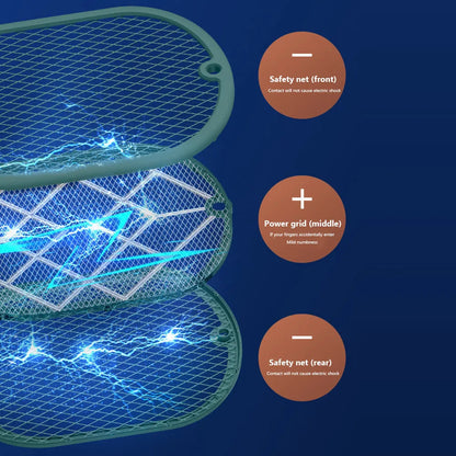 Matamosquitos eléctrico 2 en 1, trampa para matamoscas, matamoscas eléctrico, raqueta para mosquitos recargable por USB, Exterminador de moscas para el hogar