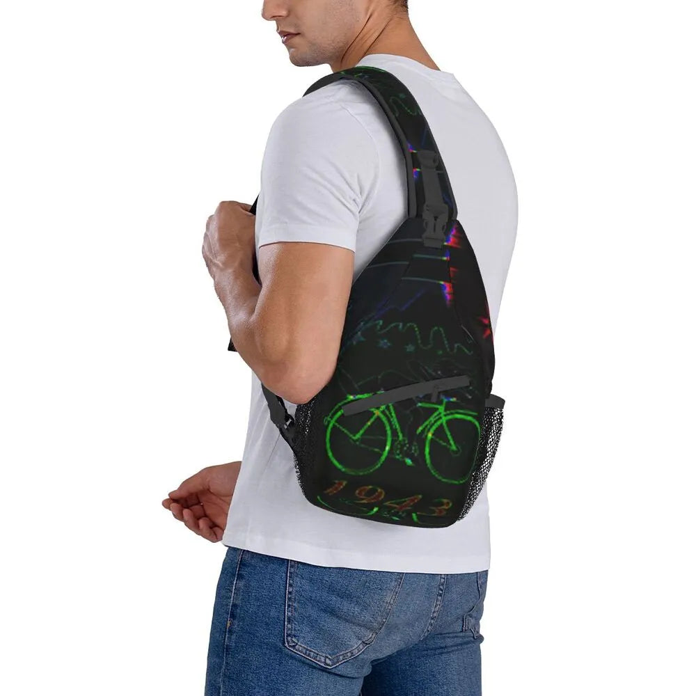 Albert Hoffman LSD Bicycle Day Sling Bags for Men Fashion Acid Blotter Party Shoulder Crossbody Chest Backpack Traveling Daypack