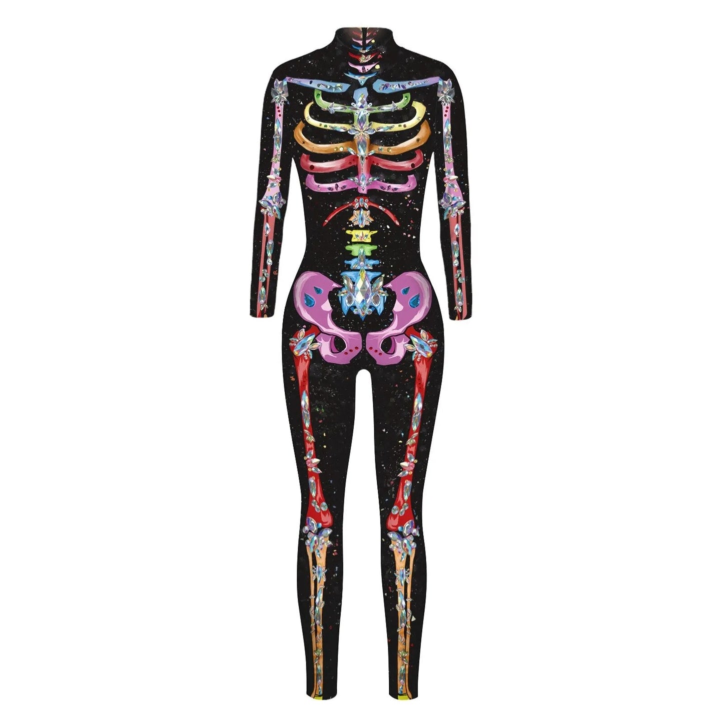 Body à col roulé pour femmes, impression 3D, fermeture éclair, Body complet, Costume d'halloween, combinaison avec dos perlé