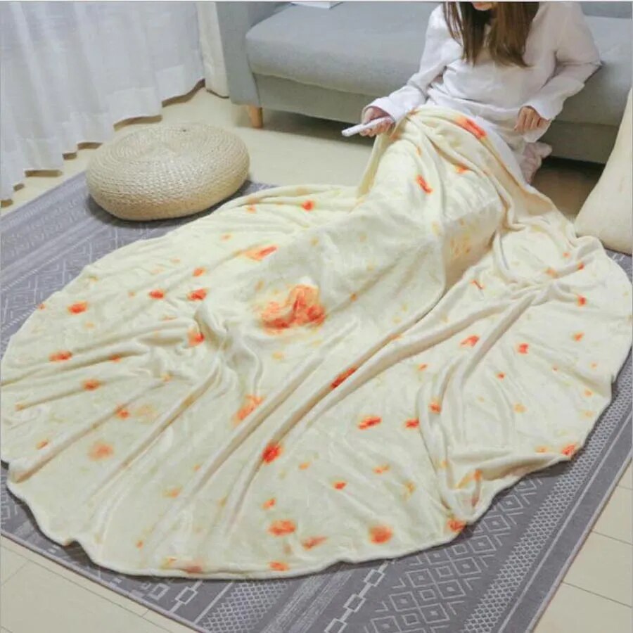 WOSTAR Soft warm flannel corn tortilla pizza blanket mexican pita lavash fleece sofa plaid plush bedspreads winter throw blanket