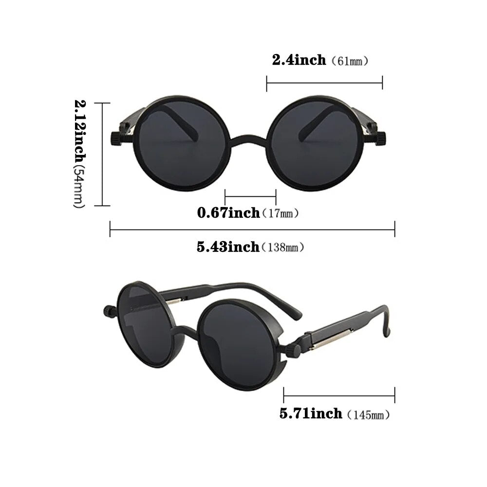 Classic Gothic Steampunk Sunglasses Luxury Brand Designer High Quality Men and Women Retro Round Pc Frame Sunglasses